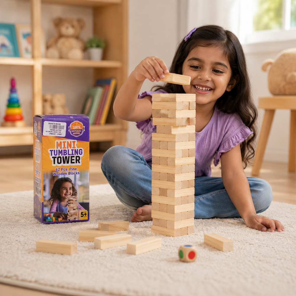 WOODEN MINI TUMBLING TOWER