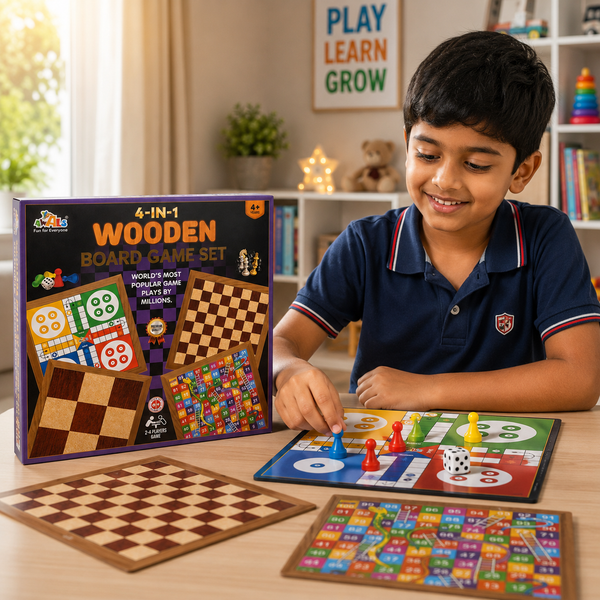 4IN1 WOODEN CHESS,LUDO, TIC